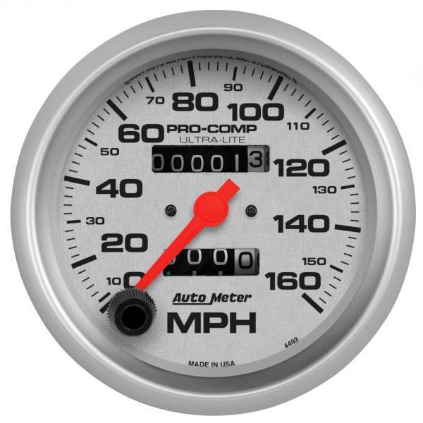 Autometer - AutoMeter GAUGE SPEEDOMETER 3 3/8in. 160MPH MECHANICAL ULTRA-LITE - 4493