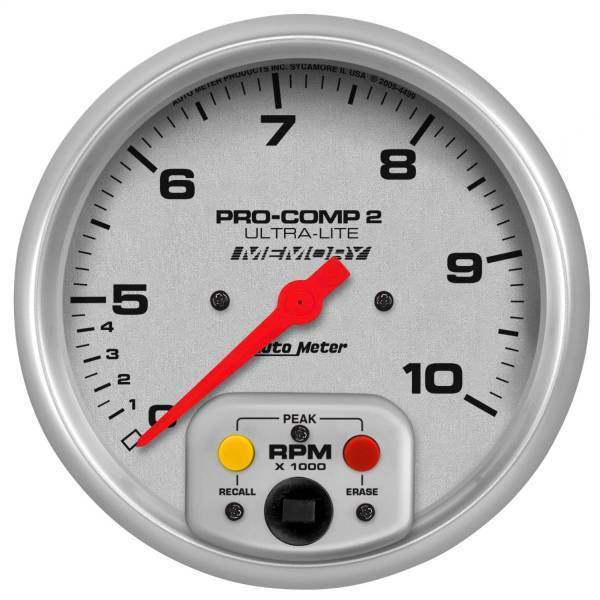 Autometer - AutoMeter GAUGE TACH 5in. 10K RPM IN-DASH DUAL RANGE W/PEAK MEMORY ULTRA-LITE - 4499