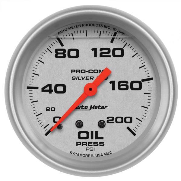 Autometer - AutoMeter GAUGE OIL PRESS 2 5/8in. 200PSI LIQUID FILLED MECH ULTRA-LITE - 4622