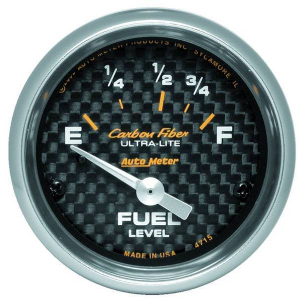 Autometer - AutoMeter GAUGE FUEL LEVEL 2 1/16in. 73OE TO 10OF ELEC CARBON FIBER - 4715