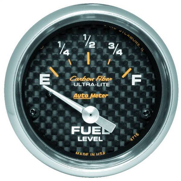 Autometer - AutoMeter GAUGE FUEL LEVEL 2 1/16in. 240OE TO 33OF ELEC CARBON FIBER - 4716