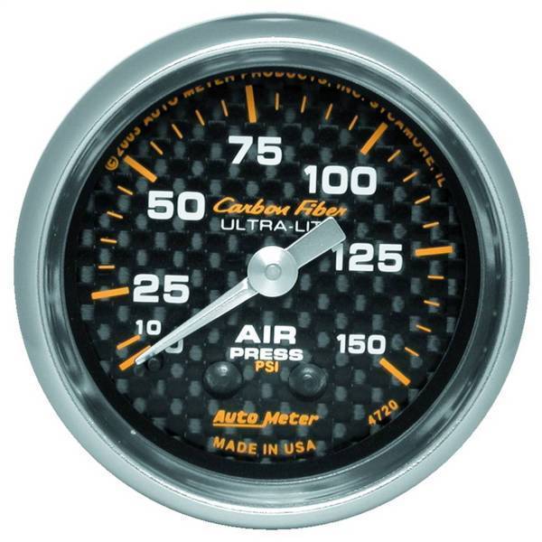 Autometer - AutoMeter GAUGE AIR PRESSURE 2 1/16in. 150PSI MECHANICAL CARBON FIBER - 4720