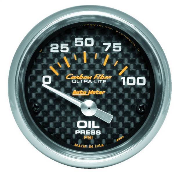 Autometer - AutoMeter GAUGE OIL PRESSURE 2 1/16in. 100PSI ELECTRIC CARBON FIBER - 4727