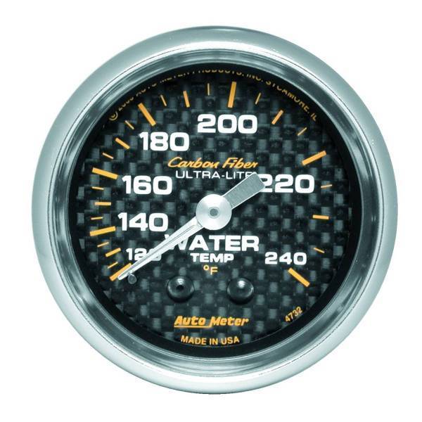 Autometer - AutoMeter GAUGE WATER TEMP 2 1/16in. 120-240deg.F MECHANICAL CARBON FIBER - 4732