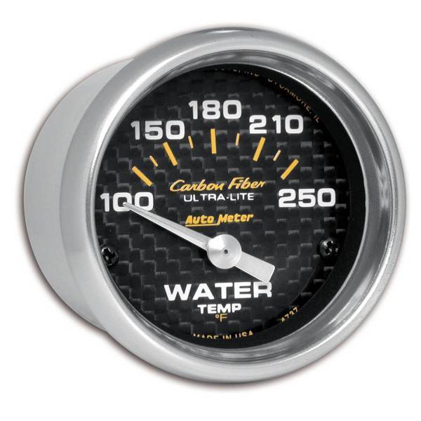 Autometer - AutoMeter GAUGE WATER TEMP 2 1/16in. 100-250deg.F ELECTRIC CARBON FIBER - 4737