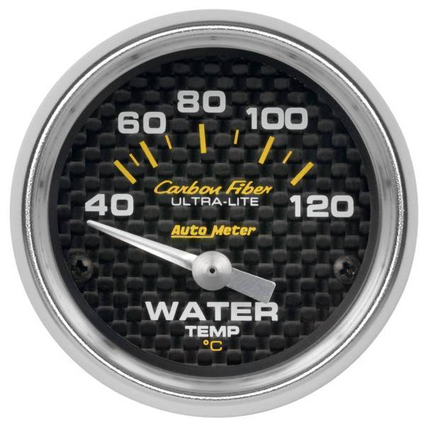 Autometer - AutoMeter GAUGE WATER TEMP 2 1/16in. 40-120deg.C ELECTRIC CARBON FIBER - 4737-M