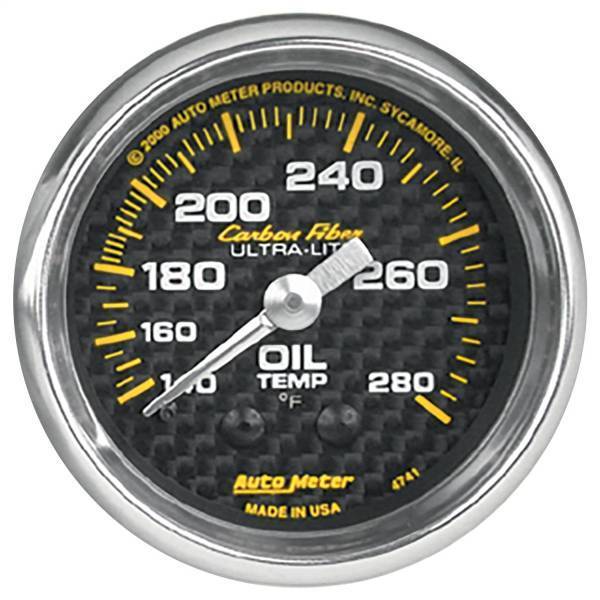 Autometer - AutoMeter GAUGE OIL TEMP 2 1/16in. 140-280deg.F MECHANICAL CARBON FIBER - 4741