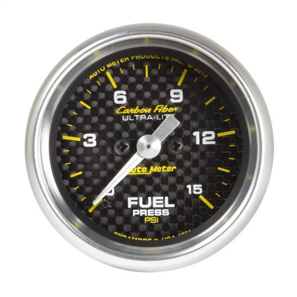 Autometer - AutoMeter GAUGE FUEL PRESSURE 2 1/16in. 15PSI DIGITAL STEPPER MOTOR CARBON FIBER - 4761