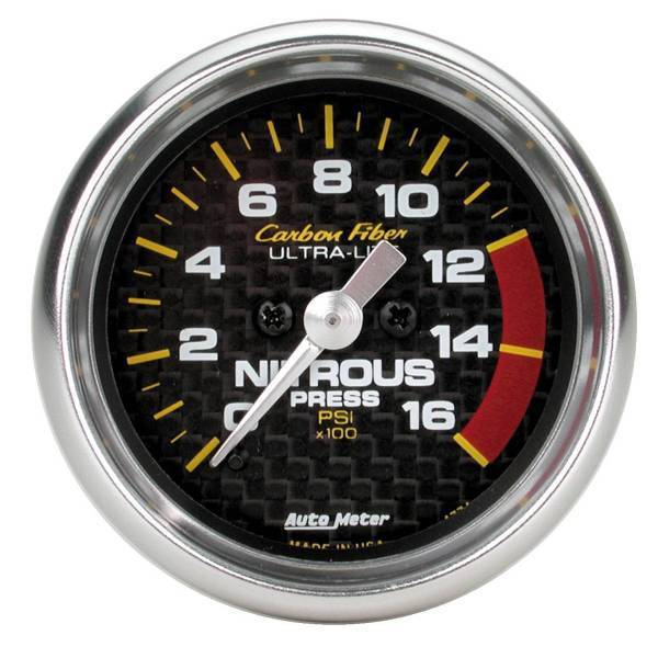 Autometer - AutoMeter GAUGE NITROUS PRESSURE 2 1/16in. 1600PSI DIGITAL STEPPER MOTOR CARBON FIBER - 4774