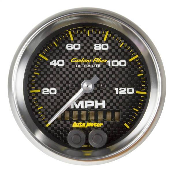 Autometer - AutoMeter GAUGE SPEEDOMETER 3 3/8in. 140MPH GPS CARBON FIBER - 4780