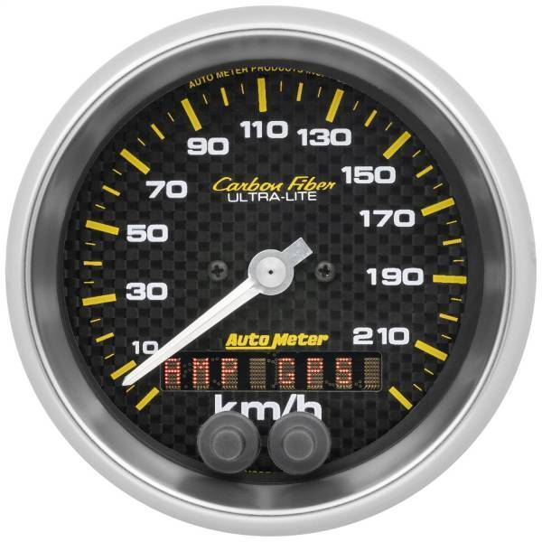 Autometer - AutoMeter GAUGE SPEEDOMETER 3 3/8in. 225KM/H GPS CARBON FIBER - 4780-M