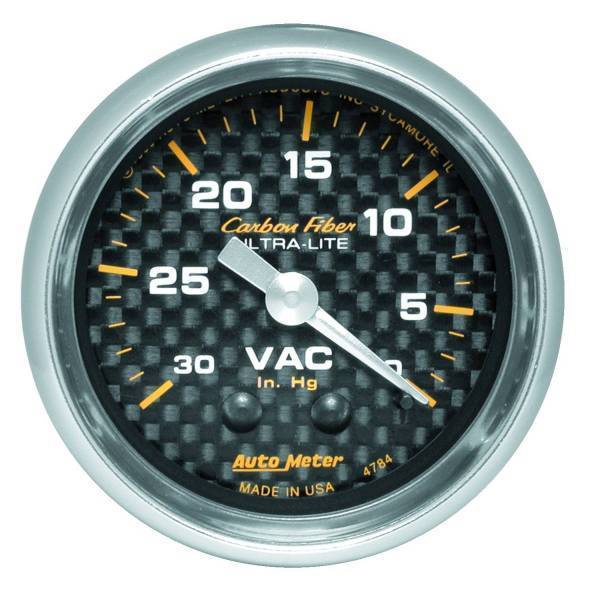 Autometer - AutoMeter GAUGE VACUUM 2 1/16in. 30INHG MECHANICAL CARBON FIBER - 4784