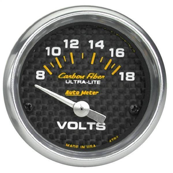 Autometer - AutoMeter GAUGE VOLTMETER 2 1/16in. 18V ELECTRIC CARBON FIBER - 4791