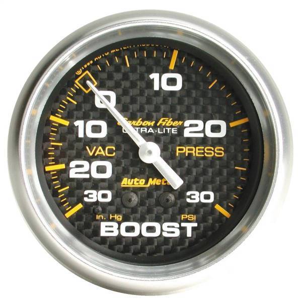 Autometer - AutoMeter GAUGE VAC/BOOST 2 5/8in. 30INHG-30PSI MECHANICAL CARBON FIBER - 4803