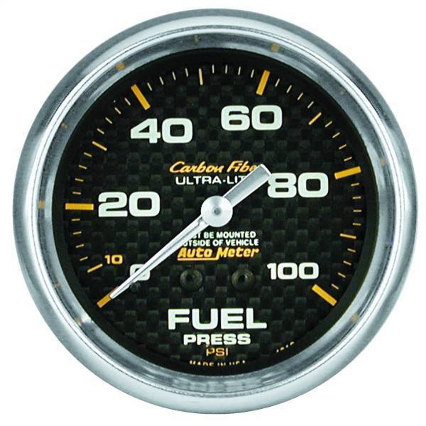 Autometer - AutoMeter GAUGE FUEL PRESSURE 2 5/8in. 100PSI MECHANICAL CARBON FIBER - 4812