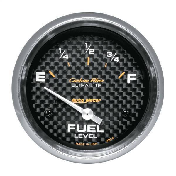 Autometer - AutoMeter GAUGE FUEL LEVEL 2 5/8in. 0OE TO 90OF ELEC CARBON FIBER - 4814