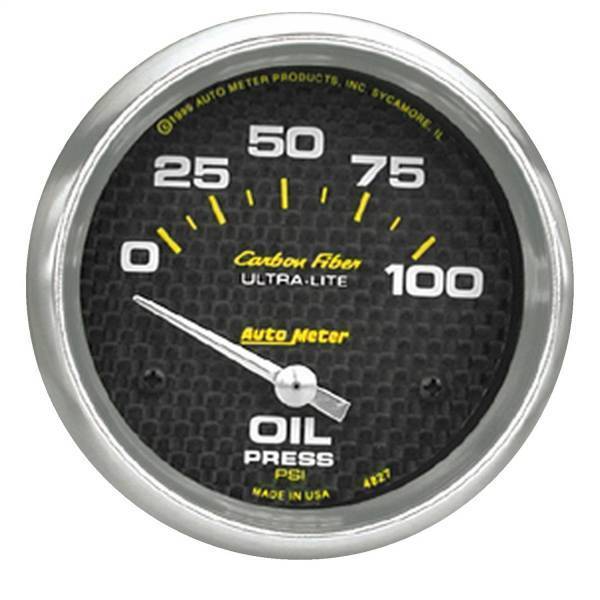 Autometer - AutoMeter GAUGE OIL PRESSURE 2 5/8in. 100PSI ELECTRIC CARBON FIBER - 4827