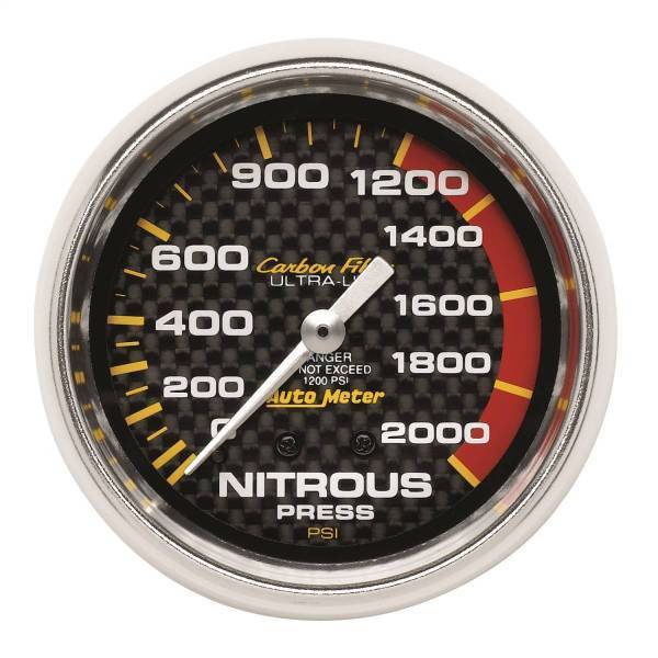 Autometer - AutoMeter GAUGE NITROUS PRESSURE 2 5/8in. 1600PSI MECHANICAL CARBON FIBER - 4828