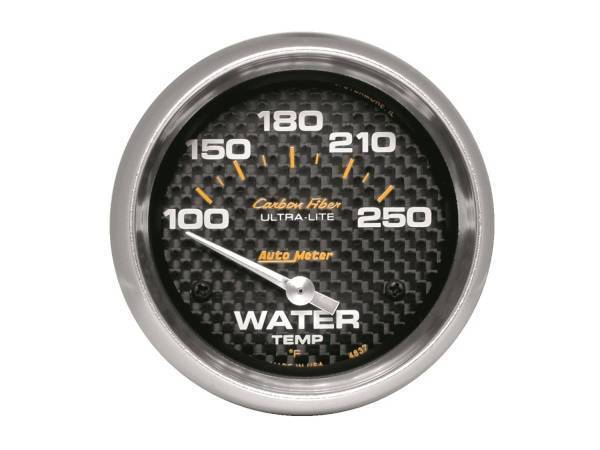 Autometer - AutoMeter GAUGE WATER TEMP 2 5/8in. 100-250deg.F ELECTRIC CARBON FIBER - 4837