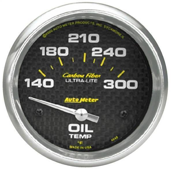 Autometer - AutoMeter GAUGE OIL TEMP 2 5/8in. 140-300deg.F ELECTRIC CARBON FIBER - 4848