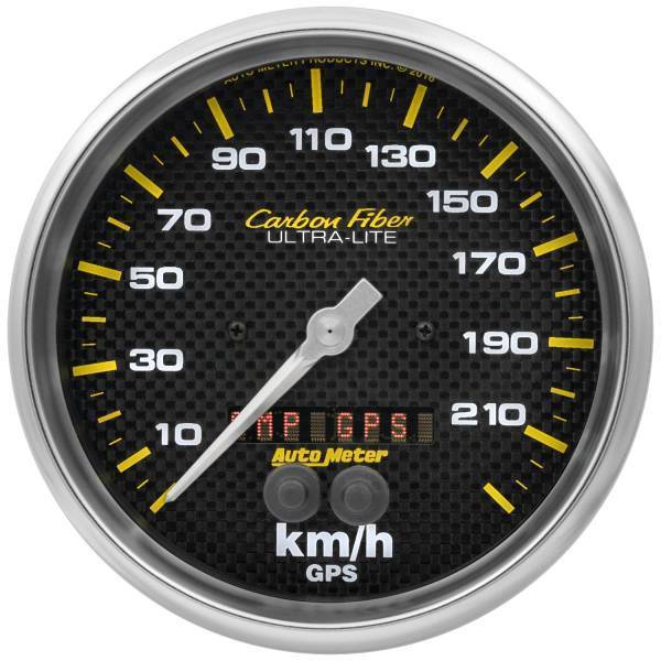 Autometer - AutoMeter GAUGE SPEEDOMETER 5in. 225KM/H GPS CARBON FIBER - 4881-M