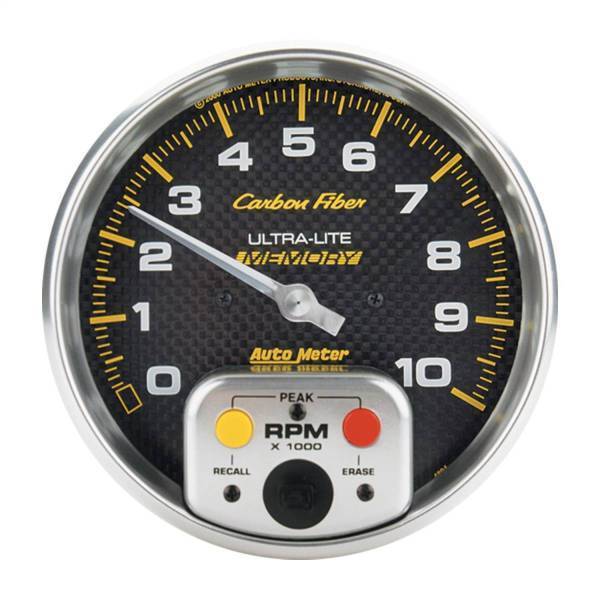 Autometer - AutoMeter GAUGE TACHOMETER 5in. 10K RPM IN-DASH W/PEAK MEMORY CARBON FIBER - 4894