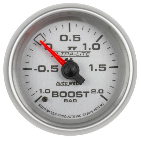 Autometer - AutoMeter GAUGE VAC/BOOST 2 1/16in.-1-+2 BAR MECHANICAL ULTRA-LITE II - 4903-M2