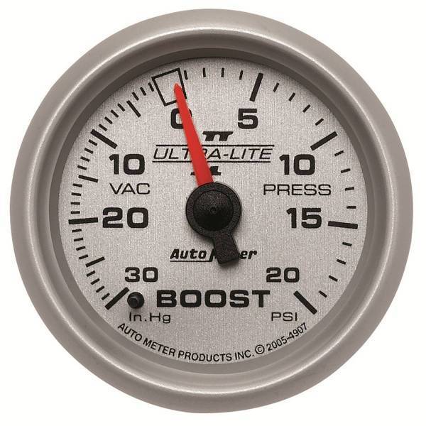 Autometer - AutoMeter GAUGE VAC/BOOST 2 1/16in. 30INHG-20PSI MECHANICAL ULTRA-LITE II - 4907