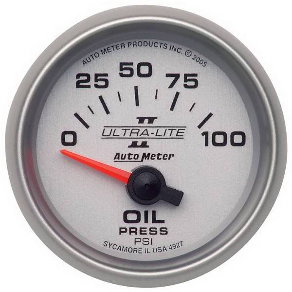 Autometer - AutoMeter GAUGE OIL PRESSURE 2 1/16in. 100PSI ELECTRIC ULTRA-LITE II - 4927