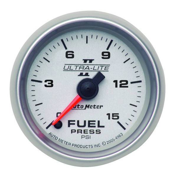 Autometer - AutoMeter GAUGE FUEL PRESSURE 2 1/16in. 15PSI DIGITAL STEPPER MOTOR ULTRA-LITE II - 4961