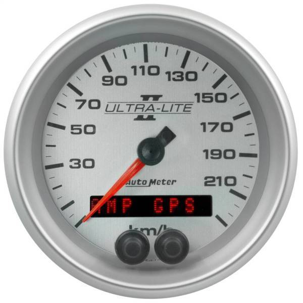 Autometer - AutoMeter GAUGE SPEEDOMETER 3 3/8in. 225KM/H GPS ULTRA-LITE II - 4980-M