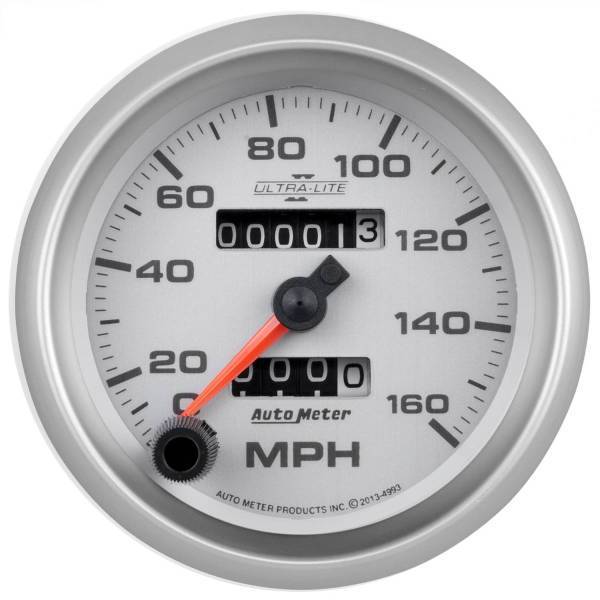 Autometer - AutoMeter GAUGE SPEEDOMETER 3 3/8in. 160MPH MECHANICAL ULTRA-LITE II - 4993