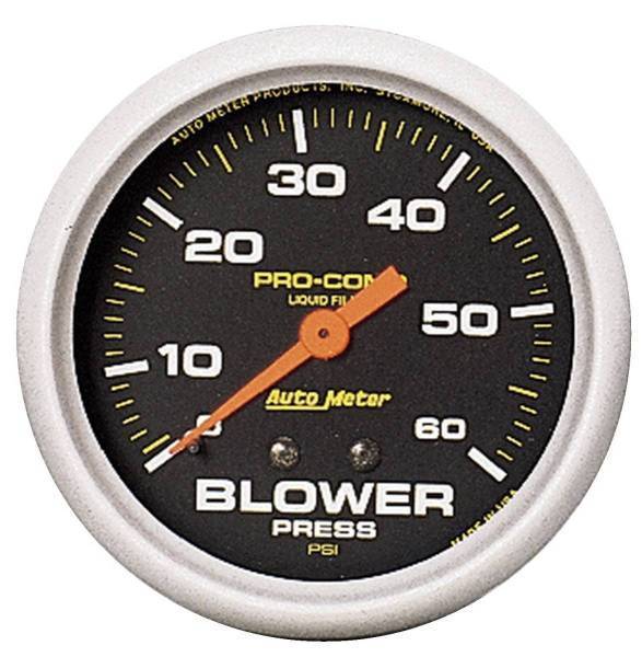 Autometer - AutoMeter GAUGE BLOWER PRESS 2 5/8in. 60PSI LIQUID FILLED MECH PRO-COMP - 5402
