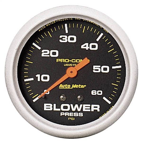 Autometer - AutoMeter GAUGE BLOWER PRESS 2 5/8in. 60PSI LIQUID FILLED MECH W/PEAK MEM PRO-COMP - 5403