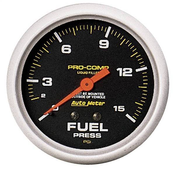 Autometer - AutoMeter GAUGE FUEL PRESS 2 5/8in. 15PSI LIQUID FILLED MECH PRO-COMP - 5411