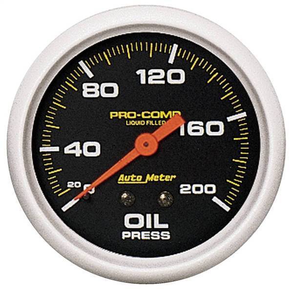 Autometer - AutoMeter GAUGE OIL PRESS 2 5/8in. 200PSI LIQUID FILLED MECH PRO-COMP - 5422