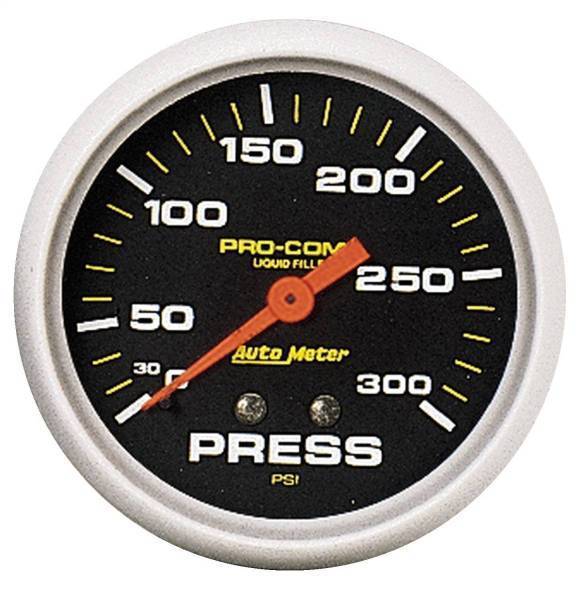 Autometer - AutoMeter GAUGE PRESSURE 2 5/8in. 300PSI LIQUID FILLED MECH PRO-COMP - 5423