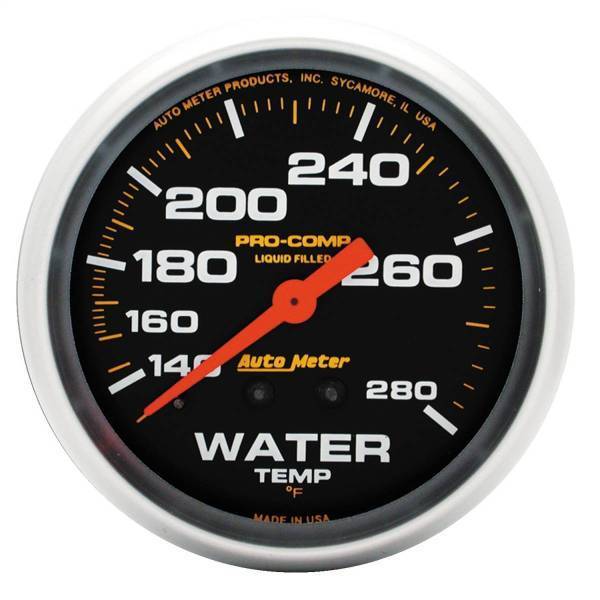 Autometer - AutoMeter GAUGE WATER TEMP 2 5/8in. 140-280deg.F LIQUID FILLED MECH PRO-COMP - 5431