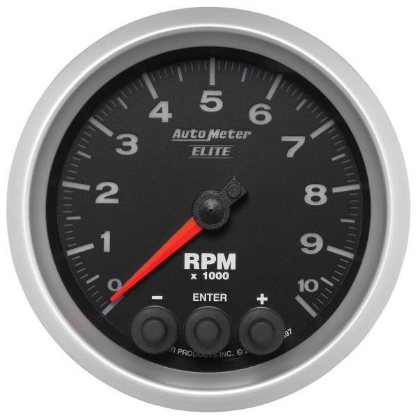 Autometer - AutoMeter GAUGE TACH 3 3/8in. 10K RPM IN-DASH W/SHIFT LIGHT/PEAK MEM ELITE - 5697