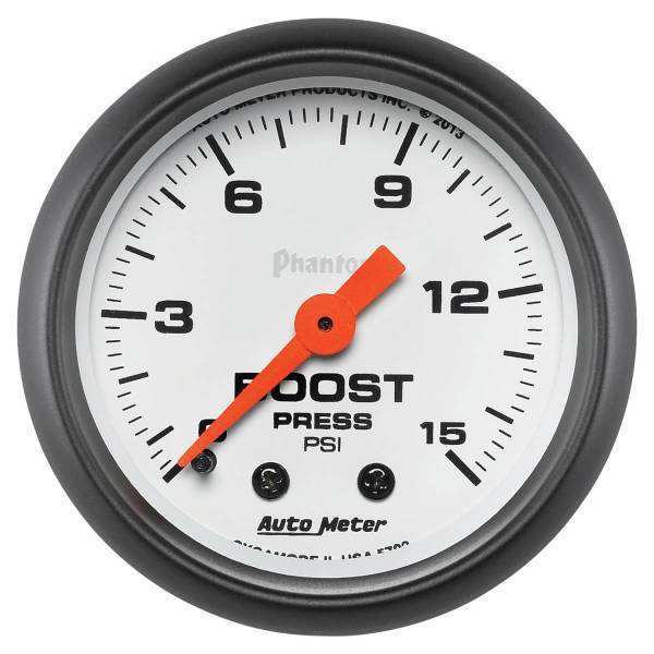 Autometer - AutoMeter GAUGE BOOST 2 1/16in. 15PSI MECHANICAL PHANTOM - 5702