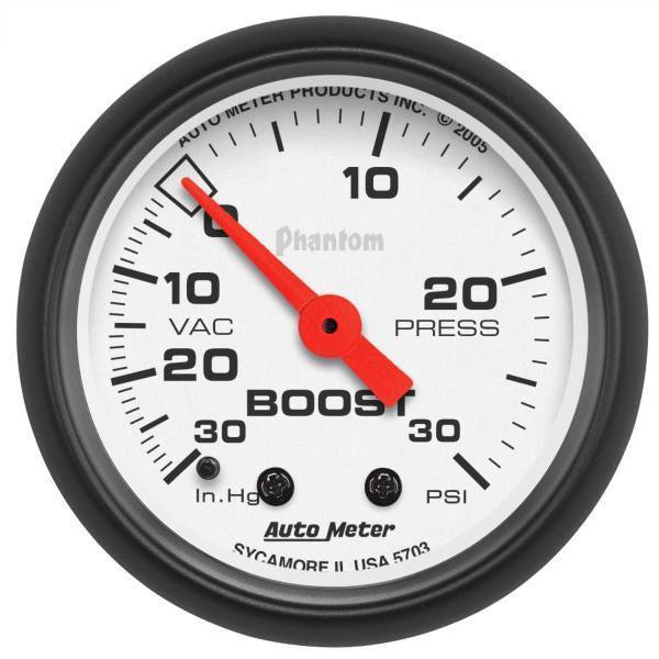 Autometer - AutoMeter GAUGE VAC/BOOST 2 1/16in. 30INHG-30PSI MECHANICAL PHANTOM - 5703