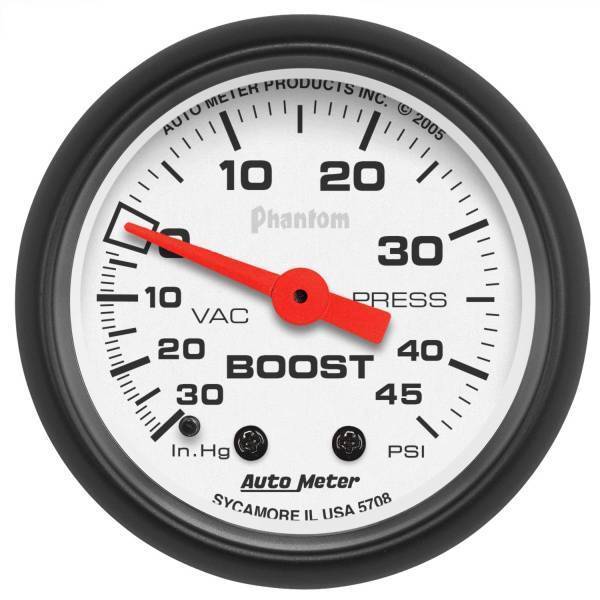 Autometer - AutoMeter GAUGE VAC/BOOST 2 1/16in. 30INHG-45PSI MECHANICAL PHANTOM - 5708