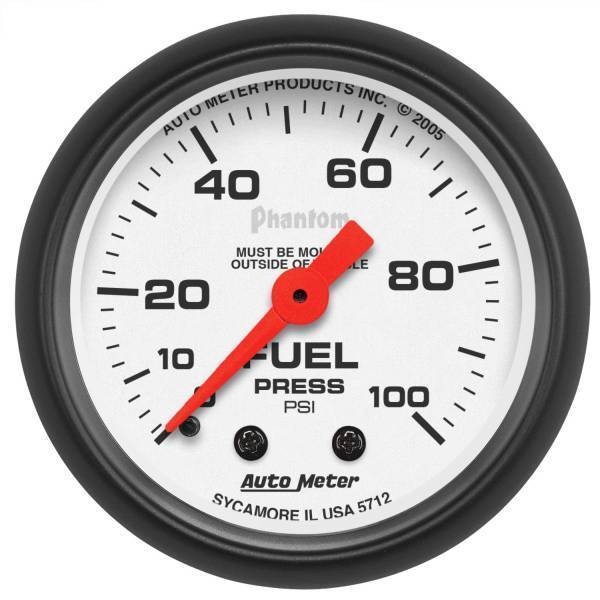 Autometer - AutoMeter GAUGE FUEL PRESSURE 2 1/16in. 100PSI MECHANICAL PHANTOM - 5712