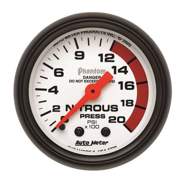 Autometer - AutoMeter GAUGE NITROUS PRESSURE 2 1/16in. 2000PSI MECHANICAL PHANTOM - 5728