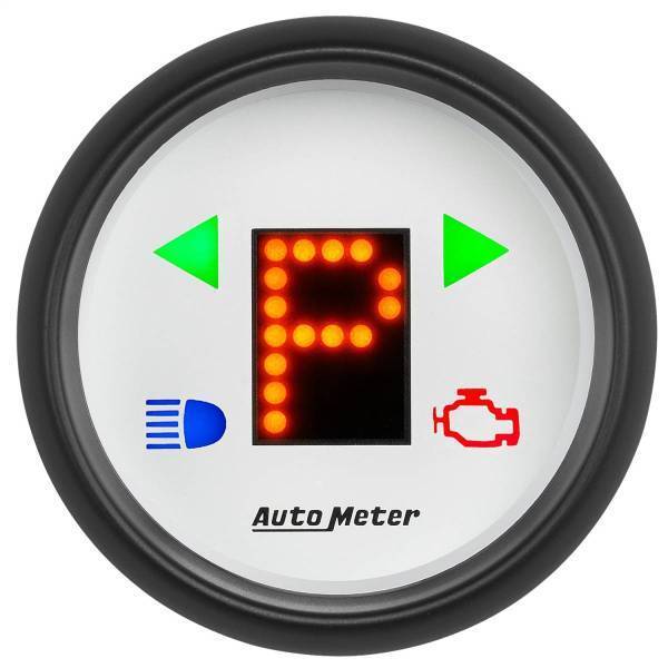 Autometer - AutoMeter GAUGE GEAR POS 2 1/16in. INCL INDICATORS WHITE DIAL RED LED BLACK BEZEL - 5759