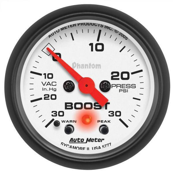 Autometer - AutoMeter GAUGE VAC/BOOST 2 1/16in. 30INHG-30PSI STEPPER MOTOR W/PEAK/WARN PHANTOM - 5777