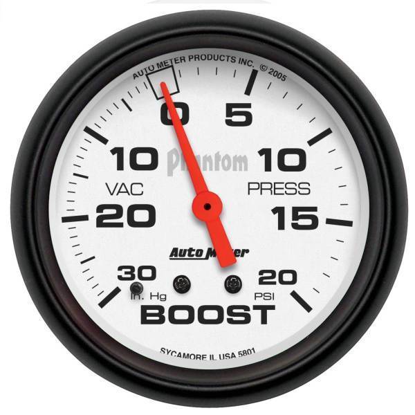 Autometer - AutoMeter GAUGE VAC/BOOST 2 5/8in. 30INHG-20PSI MECHANICAL PHANTOM - 5801