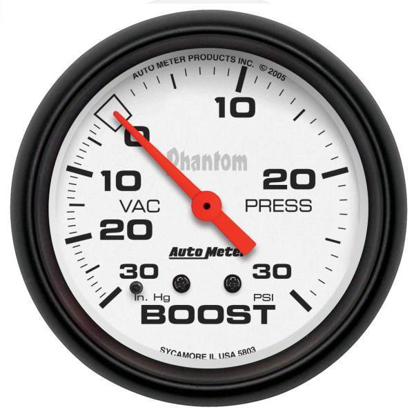 Autometer - AutoMeter GAUGE VAC/BOOST 2 5/8in. 30INHG-30PSI MECHANICAL PHANTOM - 5803