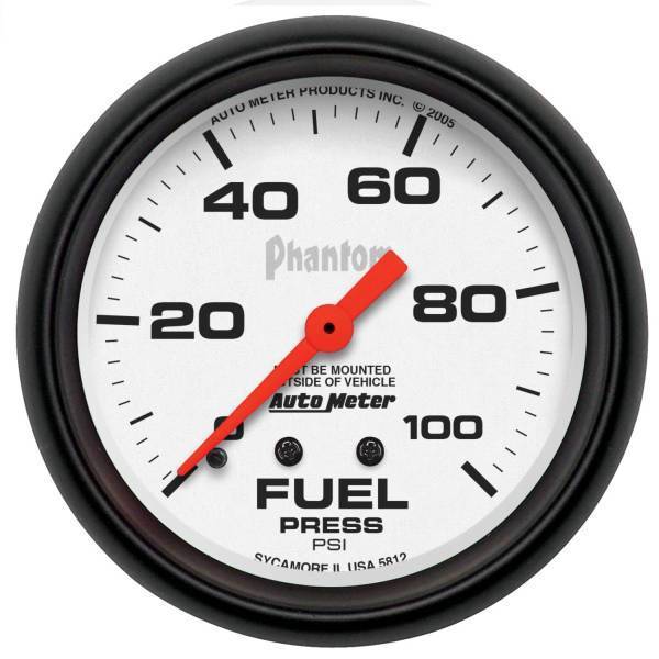 Autometer - AutoMeter GAUGE FUEL PRESSURE 2 5/8in. 100PSI MECHANICAL PHANTOM - 5812