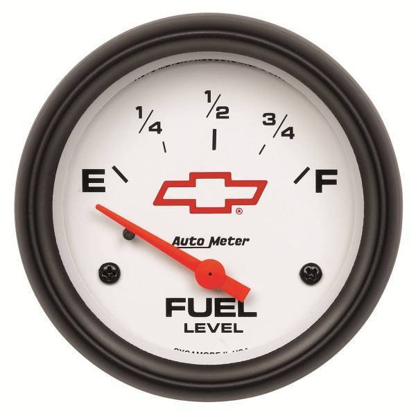Autometer - AutoMeter GAUGE FUEL LEVEL 2 5/8in. 0OE TO 90OF ELEC CHEVY RED BOWTIE WHITE - 5814-00406